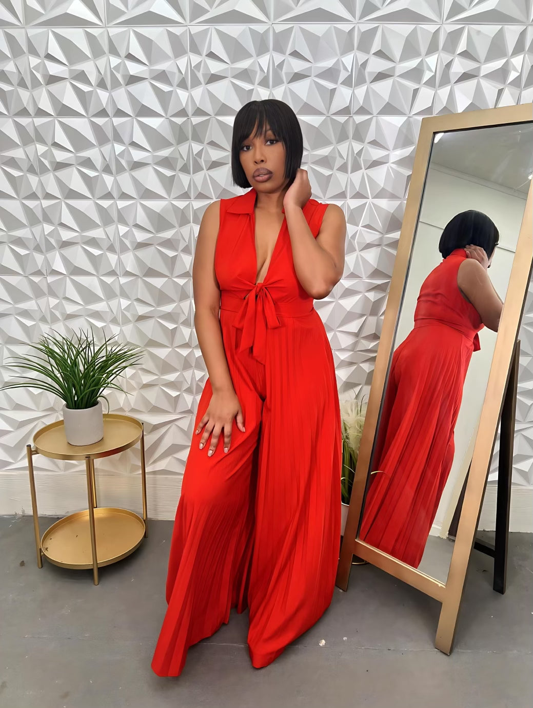 "Girl On Fire" Pleated Jumpsuit