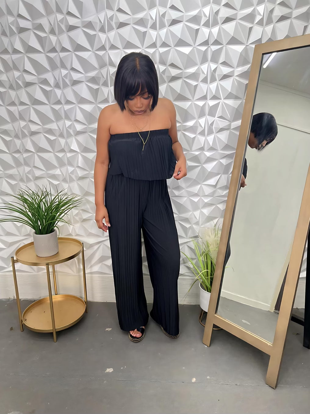 "Noir" Pleated Jumpsuit