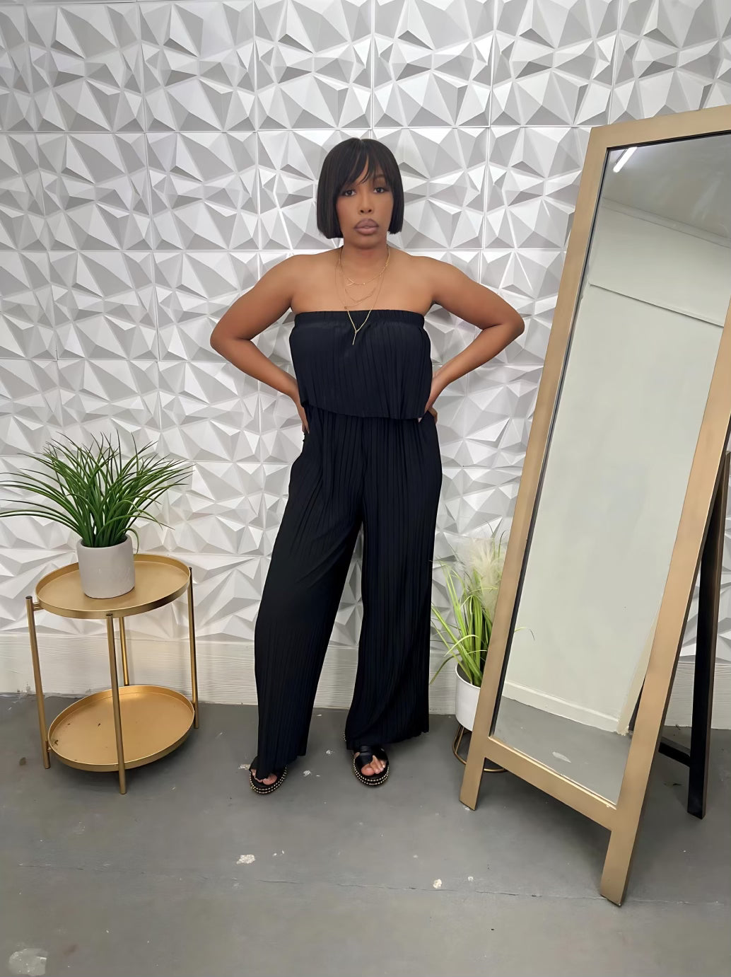 "Noir" Pleated Jumpsuit